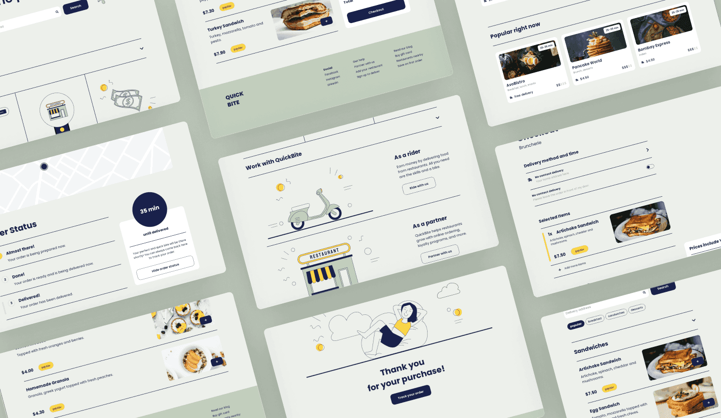Image summary for the template QuickBite, an online food delivery website