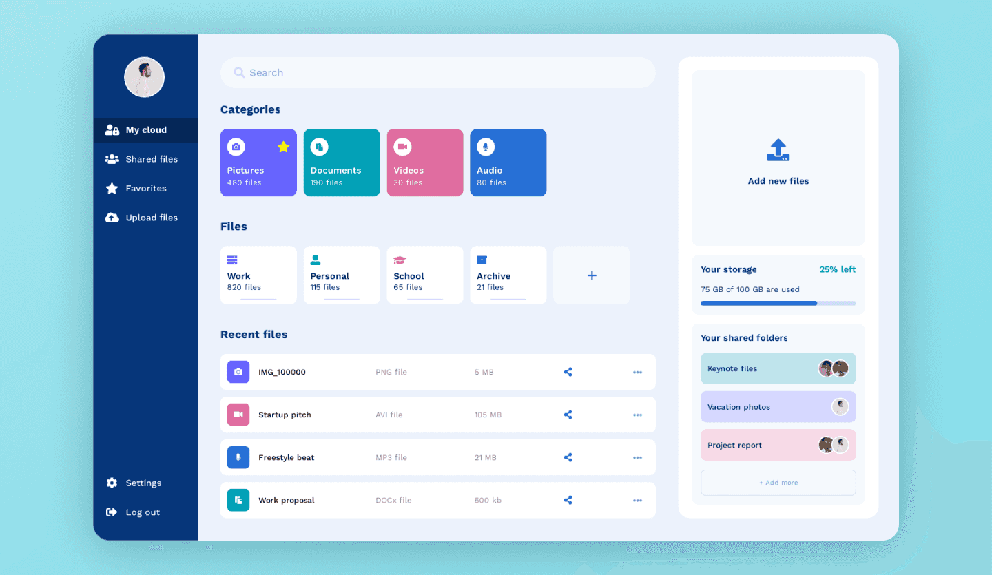 cloud sharing web app desing template cover