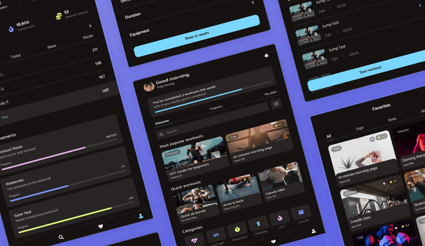 fitness tablet app design template summary