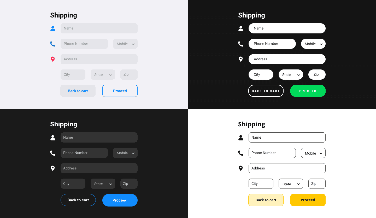 Screenshot showcasing the component template for designing forms