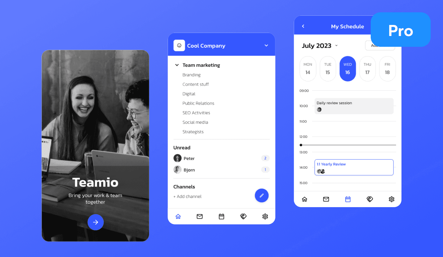 Work messaging app UI design template