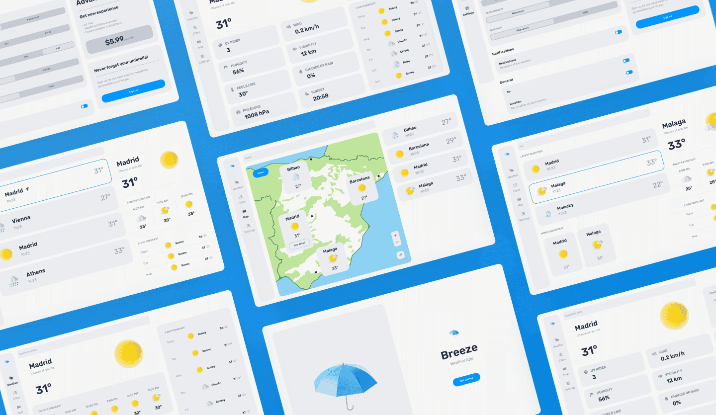 weather web app design template light mode summary