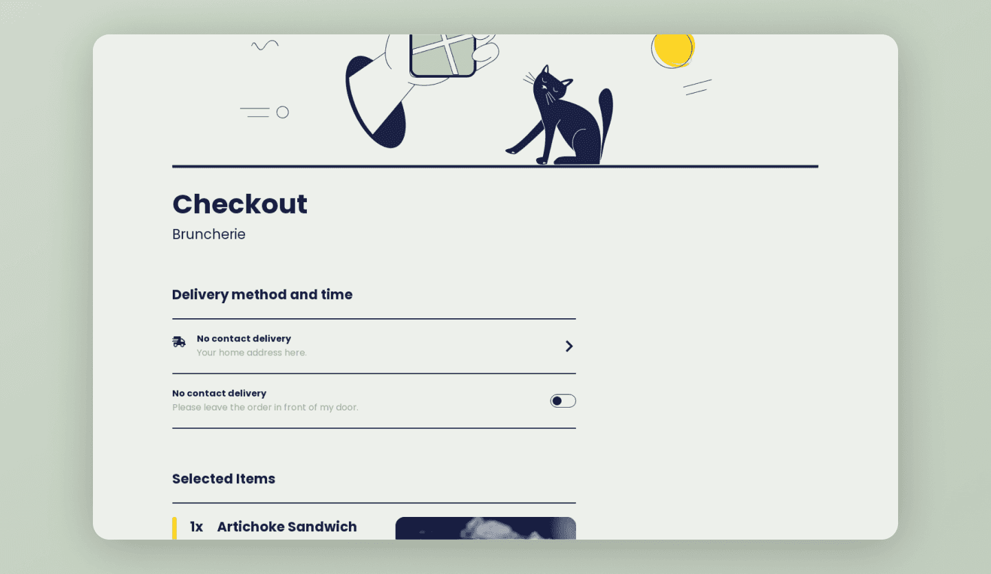 Screenshot of QuickBite, an online food delivery website: checkout page