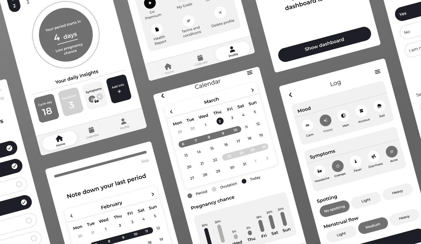 tracking app wireframe design summary