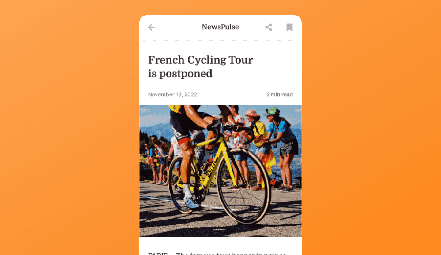 news feed app design article screen
