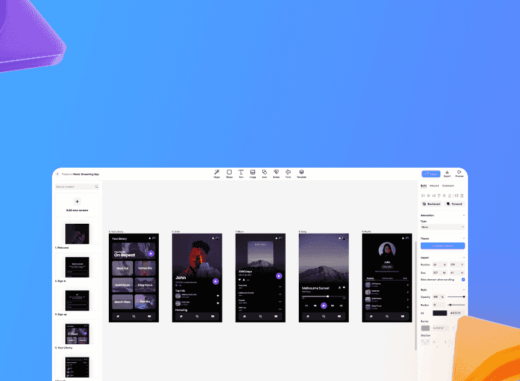 Screenshot of the Uizard's design tool