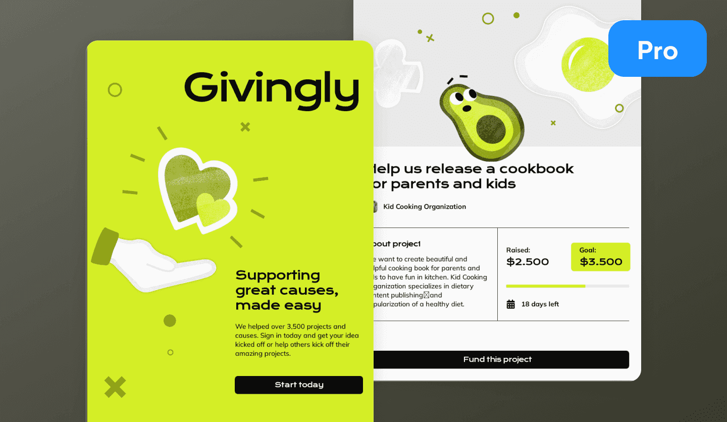 crowdfunding tablet app design template cover screen