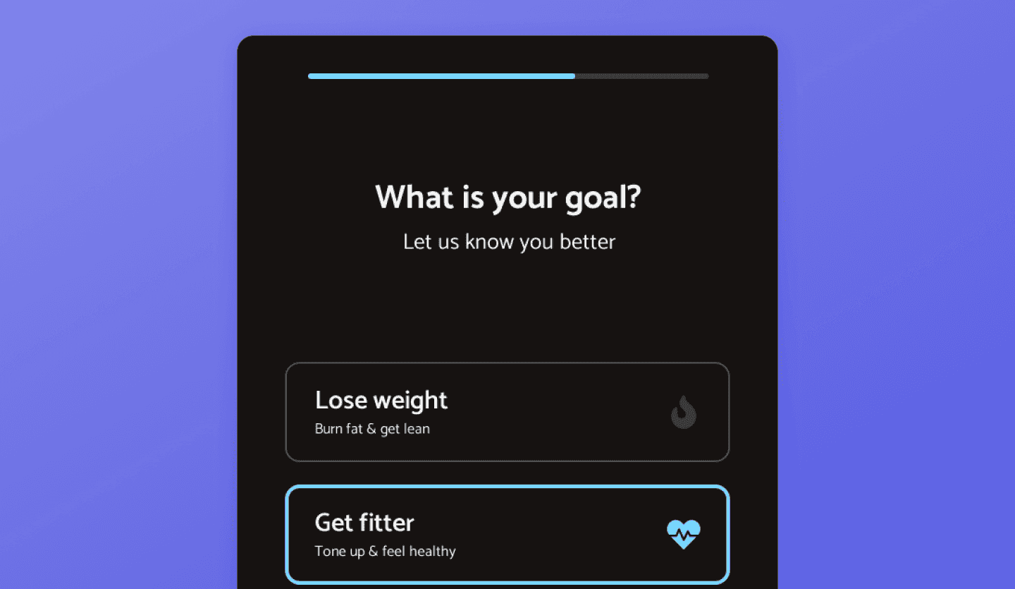 fitness tablet app design template onboarding screen